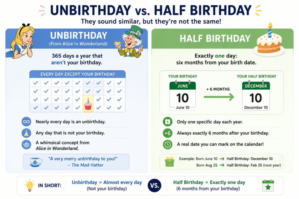 Half Birthday  vs unbirthday